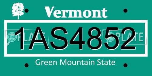 1AS4852 Vermont License Plate