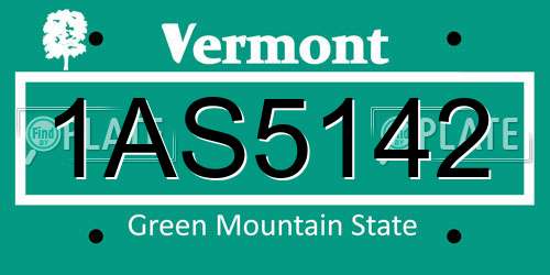 1AS5142 Vermont License Plate