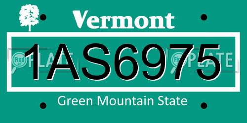 1AS6975 Vermont License Plate