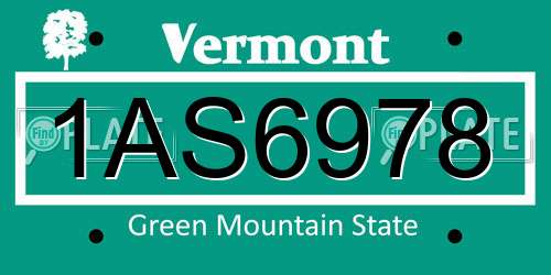1AS6978 Vermont License Plate