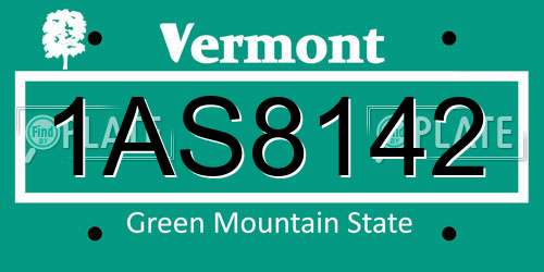 1AS8142 Vermont License Plate