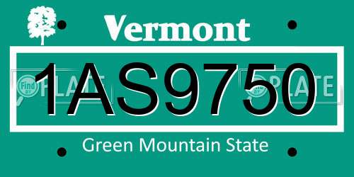 1AS9750 Vermont License Plate