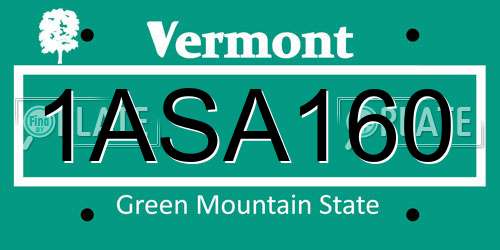 1ASA160 Vermont License Plate