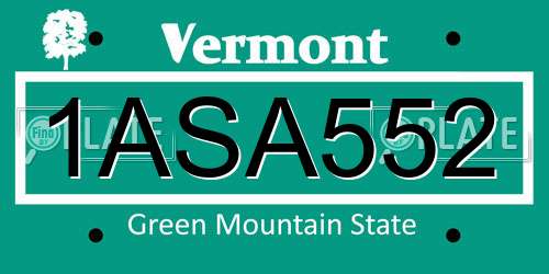1ASA552 Vermont License Plate