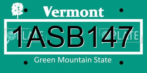 1ASB147 Vermont License Plate