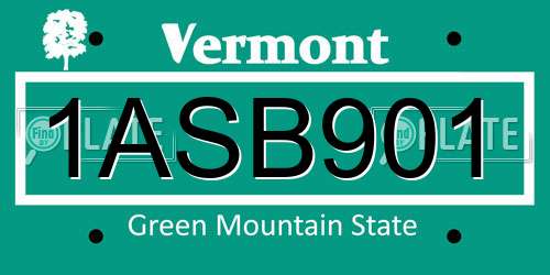 1ASB901 Vermont License Plate