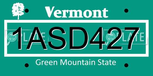1ASD427 Vermont License Plate