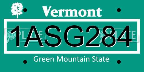 1ASG284 Vermont License Plate