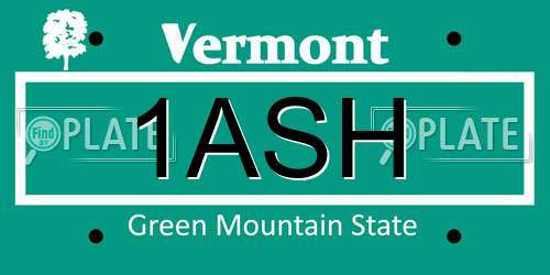 1ASH Vermont License Plate