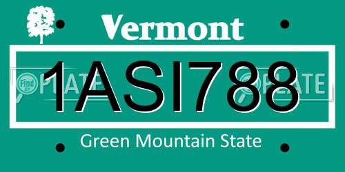 1ASI788 Vermont License Plate