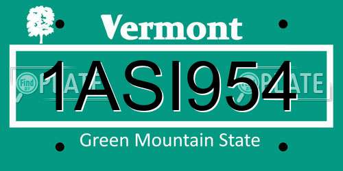 1ASI954 Vermont License Plate
