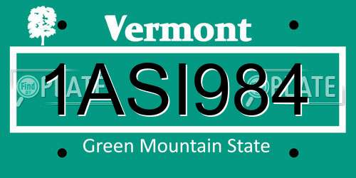 1ASI984 Vermont License Plate