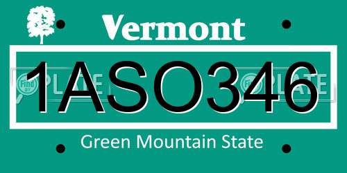 1ASO346 Vermont License Plate