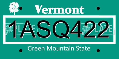 1ASQ422 Vermont License Plate