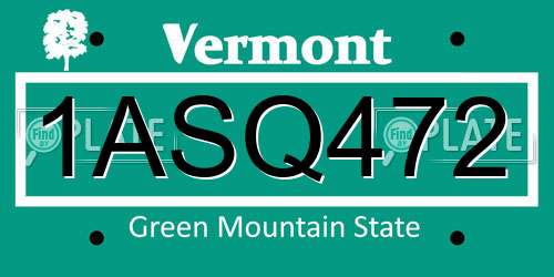 1ASQ472 Vermont License Plate