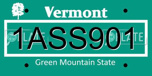 1ASS901 Vermont License Plate