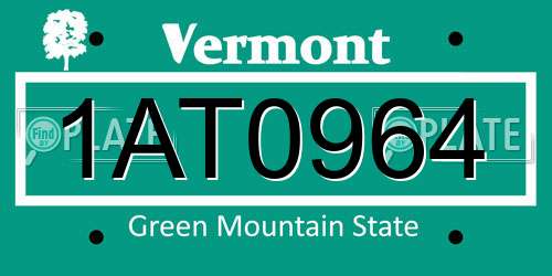 1AT0964 Vermont License Plate