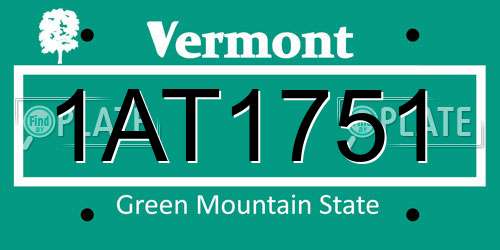 1AT1751 Vermont License Plate