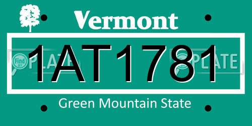 1AT1781 Vermont License Plate