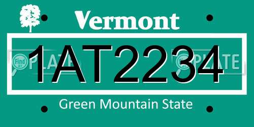 1AT2234 Vermont License Plate