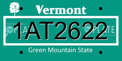 1AT2622 Vermont License Plate