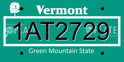 1AT2729 Vermont License Plate