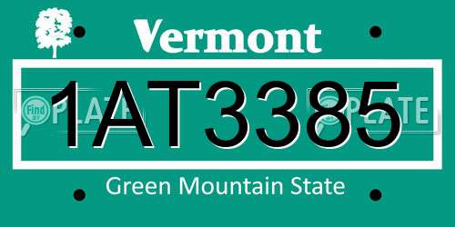 1AT3385 Vermont License Plate