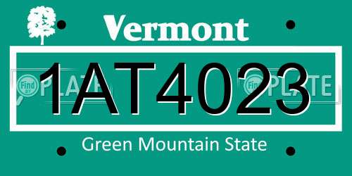 1AT4023 Vermont License Plate