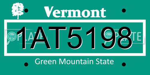1AT5198 Vermont License Plate
