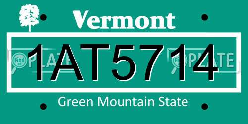 1AT5714 Vermont License Plate