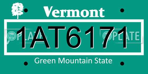 1AT6171 Vermont License Plate