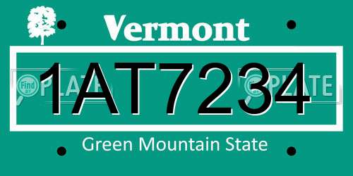 1AT7234 Vermont License Plate