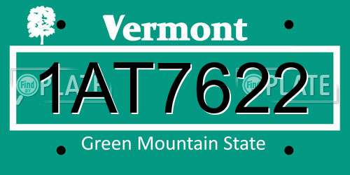 1AT7622 Vermont License Plate
