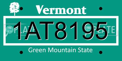 1AT8195 Vermont License Plate