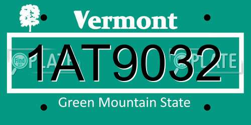 1AT9032 Vermont License Plate