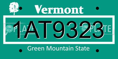 1AT9323 Vermont License Plate