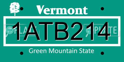 1ATB214 Vermont License Plate
