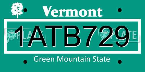 1ATB729 Vermont License Plate