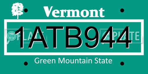 1ATB944 Vermont License Plate