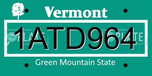 1ATD964 Vermont License Plate