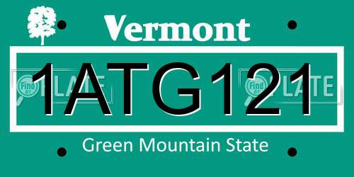 1ATG121 Vermont License Plate
