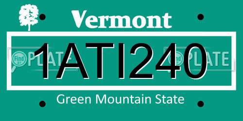 1ATI240 Vermont License Plate