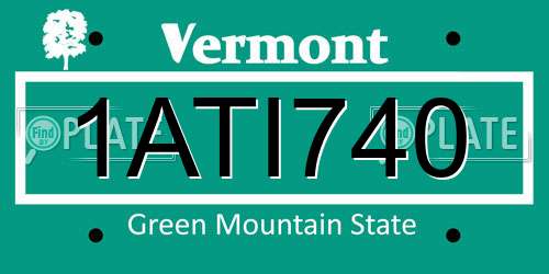 1ATI740 Vermont License Plate