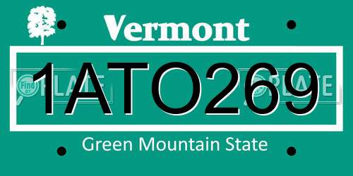 1ATO269 Vermont License Plate