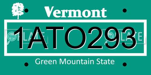 1ATO293 Vermont License Plate