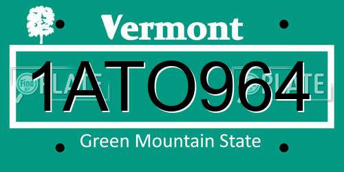 1ATO964 Vermont License Plate