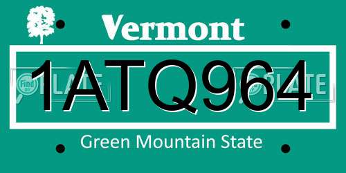 1ATQ964 Vermont License Plate