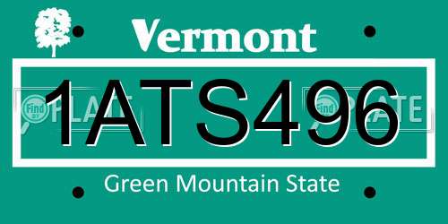 1ATS496 Vermont License Plate