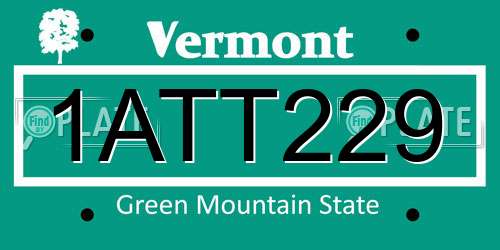 1ATT229 Vermont License Plate