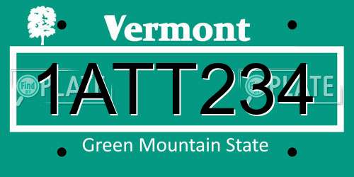 1ATT234 Vermont License Plate
